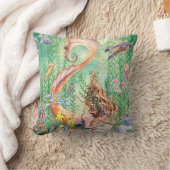 オレンジ人魚の枕-媒体 クッション (ブランケット)