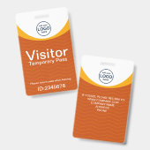 オレンジ企業の色のビジターパスIDカスタムロゴ バッジ (正面＆裏面)