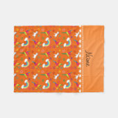 オレンジ体操のレインボーユニコーンに名前を付ける フリースブランケット (正面(横))