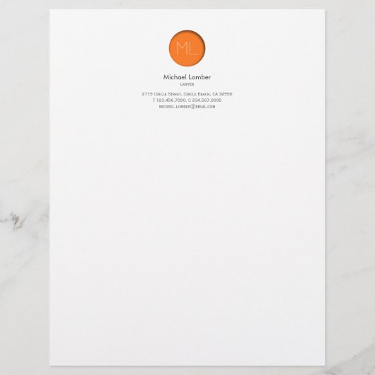 オレンジ円のモノグラムの上レターヘッド レターヘッド (正面)