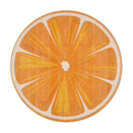 オレンジ切れの円形のまな板 カッティングボード