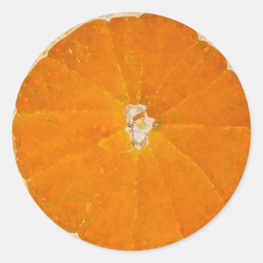 オレンジ切れの水彩画-ステッカー ラウンドシール (正面)