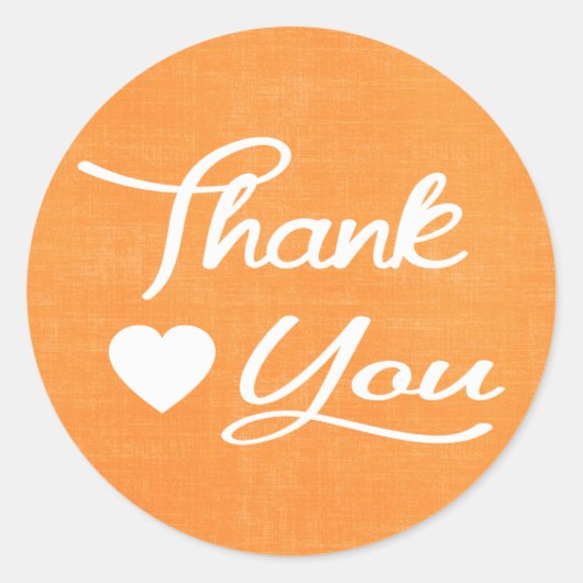 オレンジ動揺して色お礼ハートシール ラウンドシール (正面)