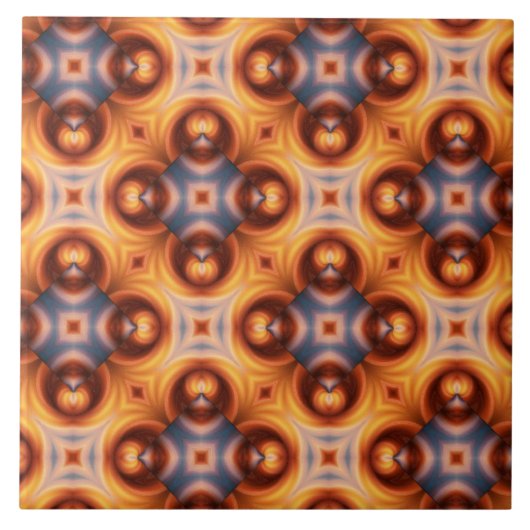 オレンジ勾配のレトロのモザイク模様 タイル (正面)