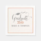 オレンジ卒業パーティースクリプトカスタム スタンダードカクテルナプキン (正面)