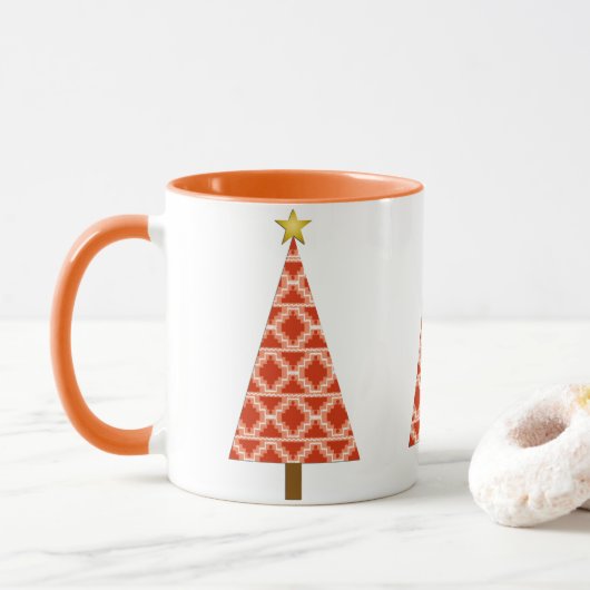 オレンジ南西部パターンクリスマスツリー マグカップ (ドーナツ)