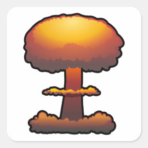 オレンジ原子か核爆発のきのこ雲 スクエアシール