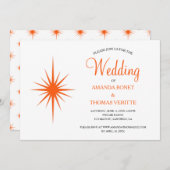 オレンジ原子スターバストミッドセンチュリー結婚ズ 招待状 (正面/裏面)