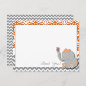 オレンジ及びシェブロンの灰色のサンキューカード サンキューカード (正面/裏面)