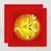 オレンジ及び金のナマステのOm 招待状 (正面/裏面)