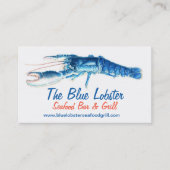 オレンジ及び青のロブスターのシーフードのグリルの名刺 名刺 (正面)