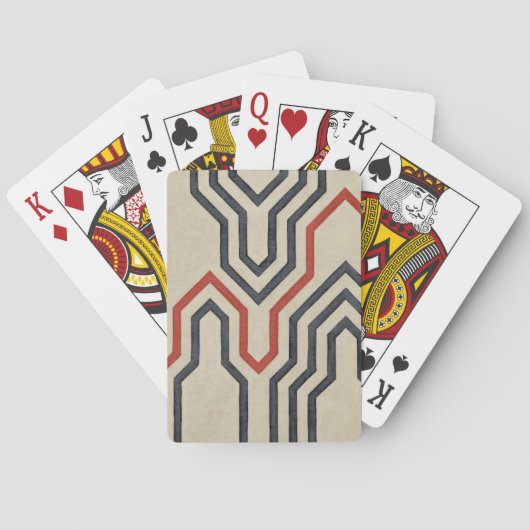 オレンジ及び青の写実的なライン トランプ (裏面)