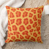 オレンジ及び黄色のヒョウのプリント クッション (ブランケット)