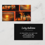 オレンジ及び黒いフィルムのコラージュの映画製作者 名刺 (正面/裏面)