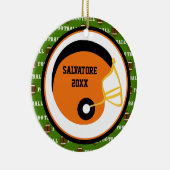 オレンジ及び黒いフットボール用ヘルメットのクリスマスのオーナメント セラミックオーナメント (右)