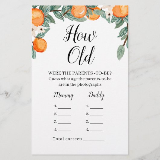 オレンジ双子の赤ちゃんシャワーどのように古い親ゲーム (正面)