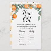 オレンジ双子の赤ちゃんシャワーどのように古い親ゲーム (正面/裏面)