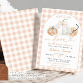 オレンジ名門私立校風のカボチャ秋インラブベビーシャワー 招待状