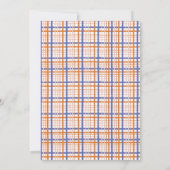 オレンジ名門私立校風の色ブループレイドホタテ貝赤ちゃんシャワー 招待状 (裏面)