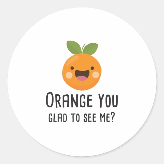 オレンジ君は私にプリンの実おもしろいを見て嬉しい ラウンドシール (正面)