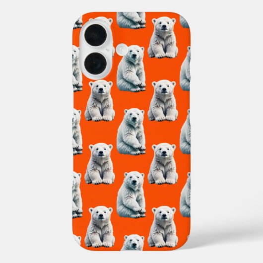 オレンジ地にホッキョクグマのデザイン Case-Mate iPhoneケース (裏面)