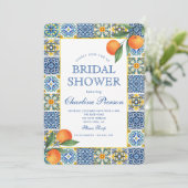 オレンジ地中海ブルータイルブライダルシャワー 招待状 (スタンド正面)