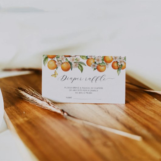 オレンジ夏おむつラッフルチケットベビーシャワー エンクロージャーカード