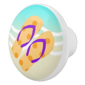 オレンジ夏のビーチ波ビーチサンダルドアノブ セラミックノブ (右)