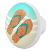 オレンジ夏のビーチ波ビーチサンダルドアノブ セラミックノブ (右)