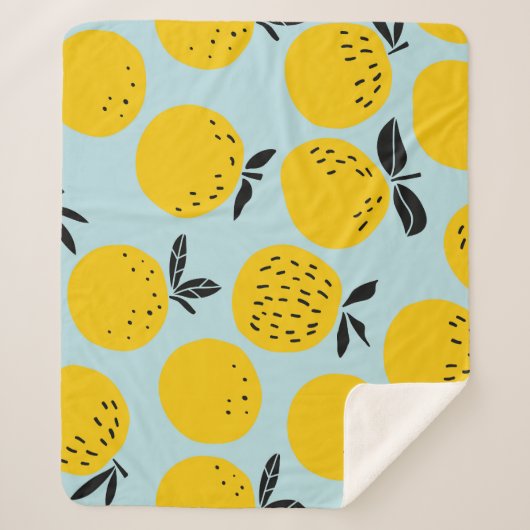 オレンジ夏:実りあるヴィンテージパターン シェルパブランケット (正面)