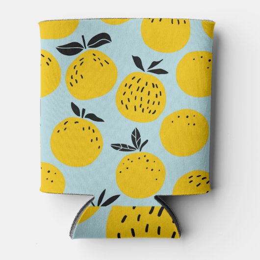 オレンジ夏：実りあるヴィンテージパターン 缶クーラー (正面)