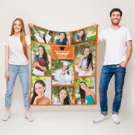 オレンジ大学院フォトコラージュカスタム卒業 フリースブランケット