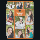 オレンジ大学院フォトコラージュカスタム卒業 iPad AIR カバー<br><div class="desc">オレンジモダン色の上級大学院フォトコラージュのノートには、9人の学生お気に入りの写真が収められている。この卒業デザインは、2024年のクラスのための高校または大学の名前の上品な白いタイポグラフィを備えている。このカスタマイズ記念品の贈り物は、卒業した年のブラックグラードキャップの下に。2枚の横向き写真、5枚の縦向き写真、2枚の正方形の写真が特徴。</div>