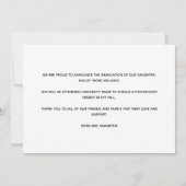 オレンジ大学院フォトブラックスクリプト卒業 案内状 (裏面)