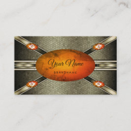 オレンジ大理石で目を引くシルバーエフェクト 名刺