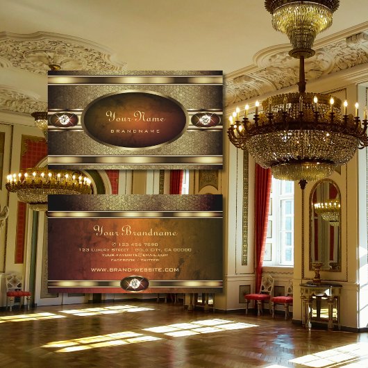 オレンジ大理石のラグジュアリーゴールデンスネークパターン 名刺