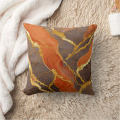 オレンジ大理石の金ゴールド クッション (ブランケット)