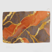 オレンジ大理石の金ゴールド ゴルフタオル (横)