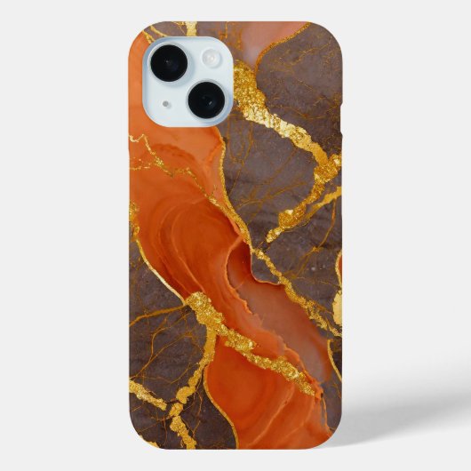 オレンジ大理石の金ゴールド Case-Mate iPhoneケース (裏面)