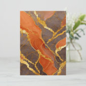 オレンジ大理石模様にゴールド 招待状 (スタンド正面)