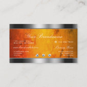 オレンジ大理石模様のアイキャッチ銀 名刺 (裏面)