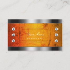 オレンジ大理石模様のアイキャッチ銀 名刺