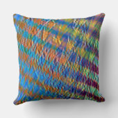 オレンジ威厳のある色から青の線が素朴に交差している クッション (裏面)