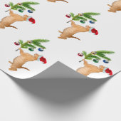 オレンジ子ネコのクリスマスの紙 ラッピングペーパー (角)