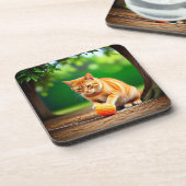 オレンジ子猫 コースター (左側)