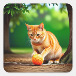 オレンジ子猫 スクエアシール