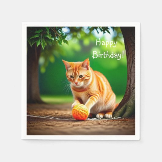 オレンジ子猫 スタンダードカクテルナプキン (正面)