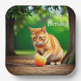 オレンジ子猫 ペーパープレート