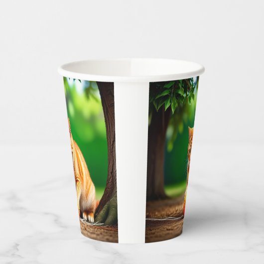 オレンジ子猫 紙コップ (左)