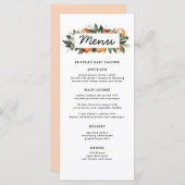 オレンジ小さなかわいこちゃんが途中の赤ちゃんシャワー メニュー (正面/裏面)